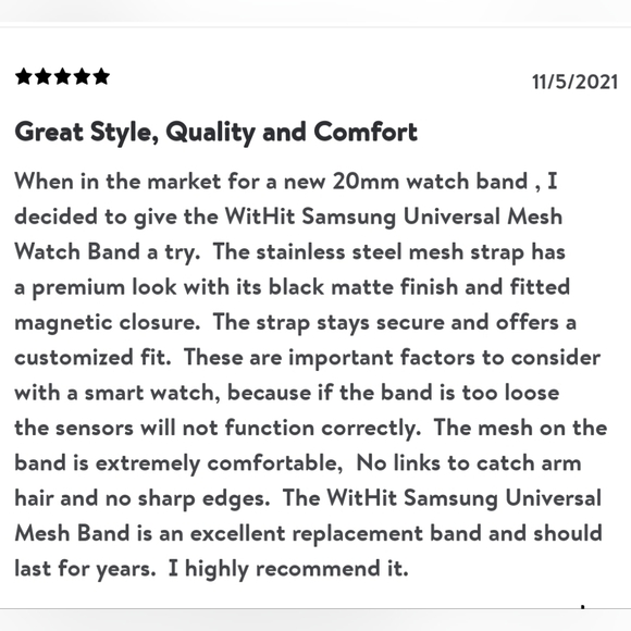 New! Black Stainless Steel Mesh Band for 20mm Smartwatch! -Universal - Picture 6 of 7